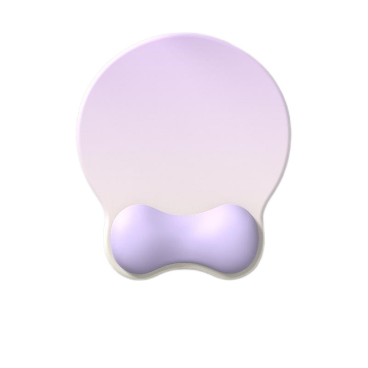 Mousepad ergonomic, RUIOMII®, suport gel pentru incheietura mainii, baza PU antiderapanta, usor de curatat, rotund, violet,25x20cm