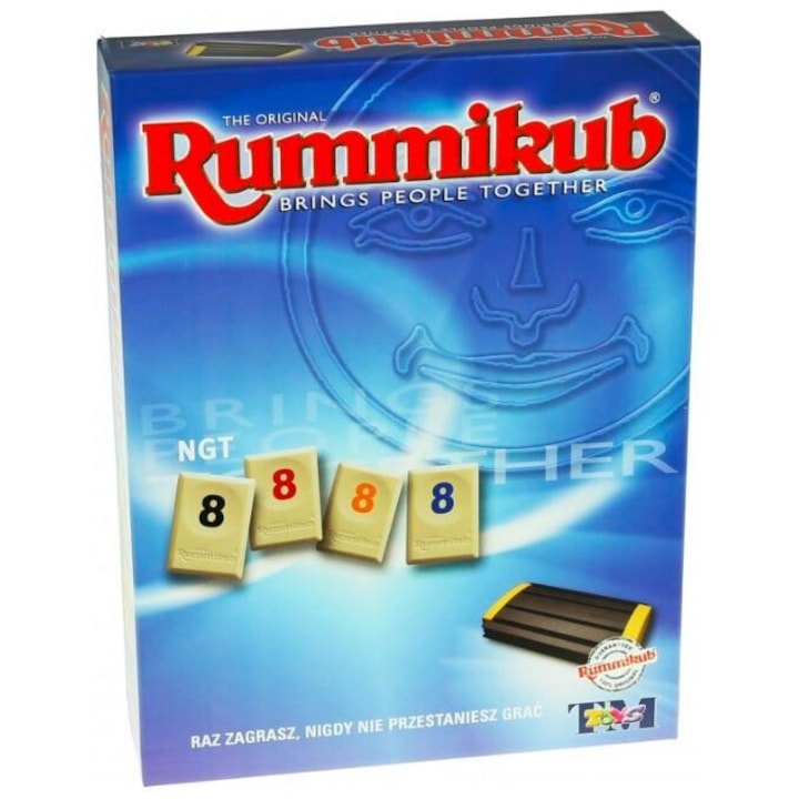 Настолна игра Rummikub NGT, 3-4 играча, малък размер, многоцветна