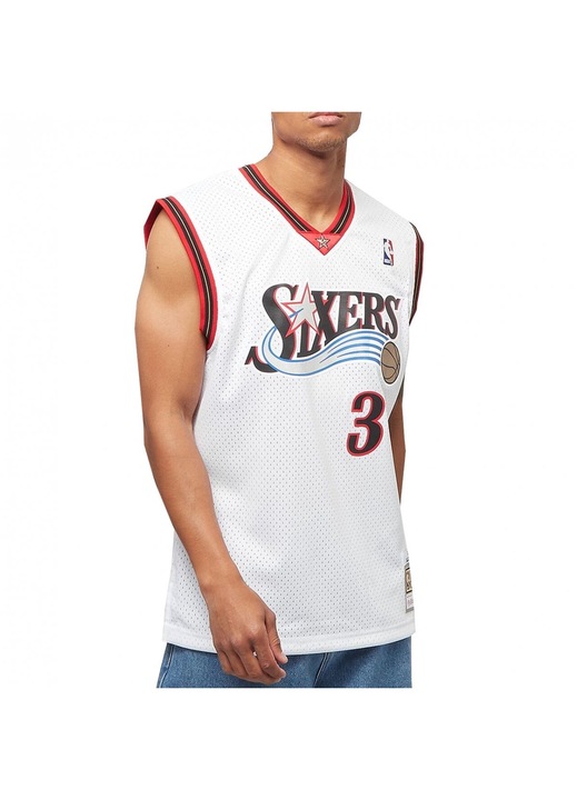 Mitchell & Ness Philadelphia 76ERS 00 Allen Iverson férfi póló, sportos, fehér, poliészter, M INTL