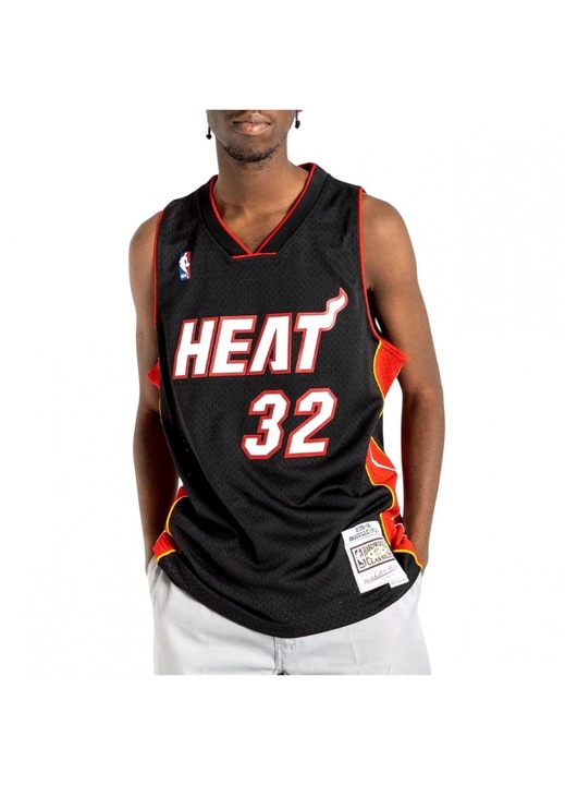 Мъжка спортна тениска Mitchell & Ness, NBA Swingman Miami Heat, уникален дизайн, 100% полиестер, черен, M INTL