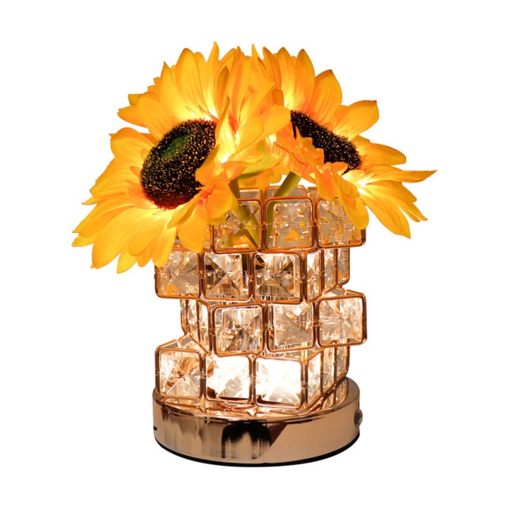 Napraforgó dizájnlámpa, RUIOMII, 3 szín, USB tölthető, érintésvezérlés