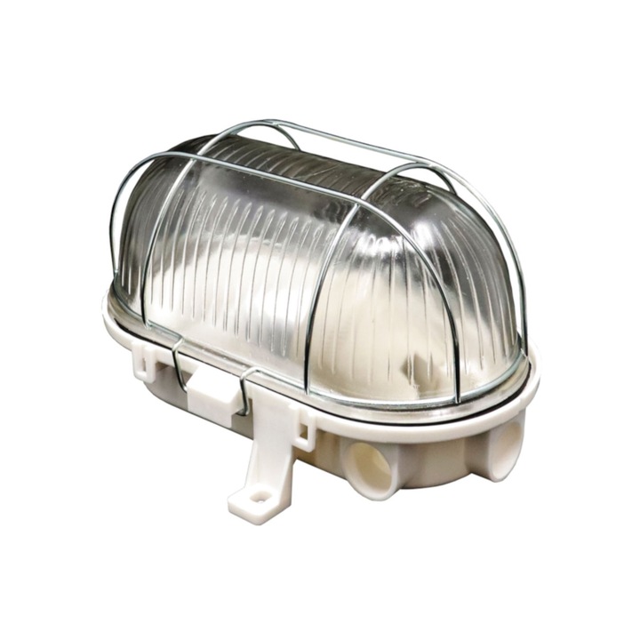 Aplica exterior, lampa BADT, cu grilaj metalic, dulie E27, fara bec, maxim 60W, IP44, ABS si sticla, Mentavill