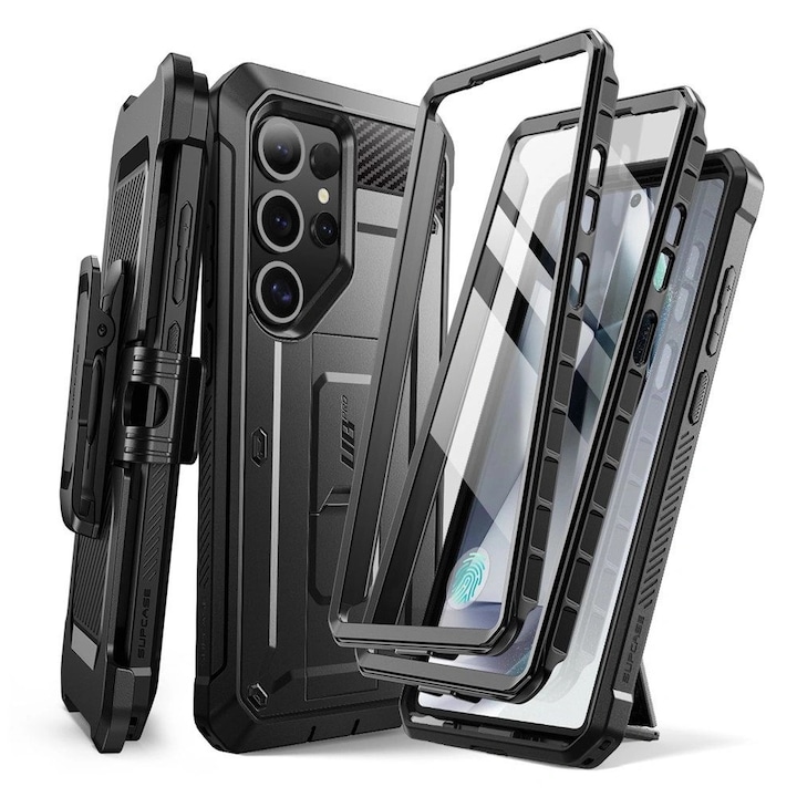 Калъф за телефон с пълна защита, Supcase, Unicorn Beetle Pro, Съвместим с Samsung Galaxy S25 Ultra, Поликарбонат, Черен