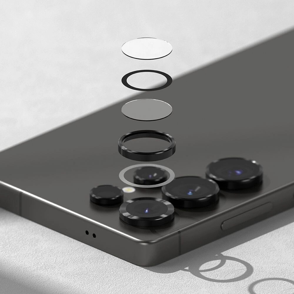 Set 2 Folii Protectie pentru Obiectiv Samsung Galaxy S25 Ultra, Ringke, Aluminiu, Negru