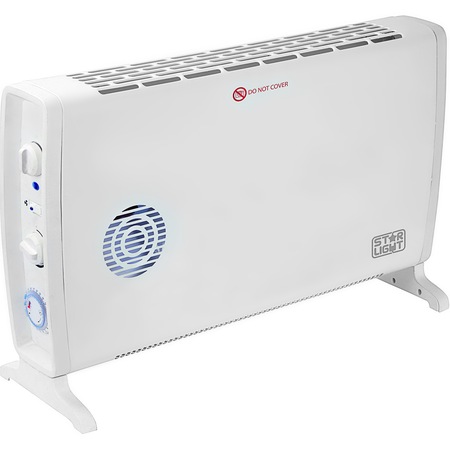 Convector electric de podea Star-Light CTT2000W, 2000W, 3 trepte de putere, Termostat reglabil, Ventilator Turbo, Timer, Alb