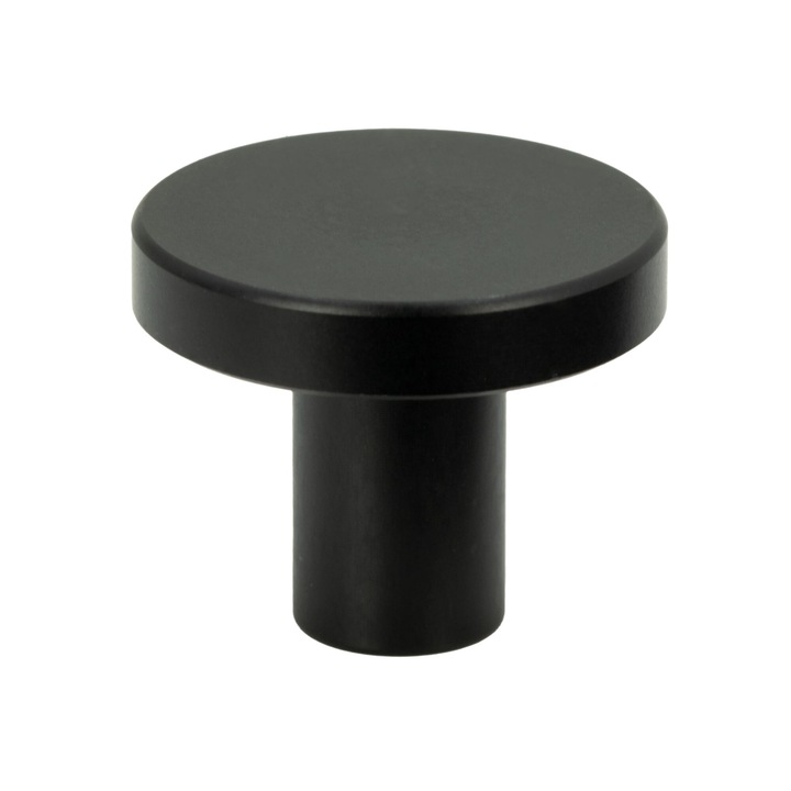 Maner de mobila rotund, B&B, Aluminiu, Negru, 2.5 cm