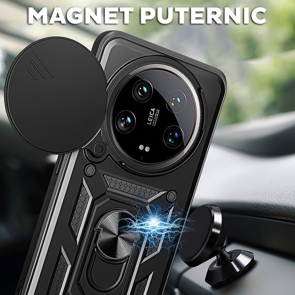 Husa pentru Honor Magic 7 Lite cu inel rotativ 360 Daden, Camshield series, Hybrid Antisoc, Slider pentru protectia camerei, Verde