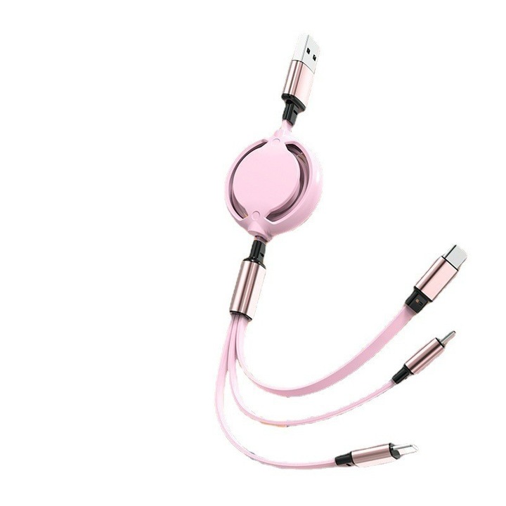 Data inregistrata cabina 3 in 1, 1.2 nu, micro USB/tip-C, Roz