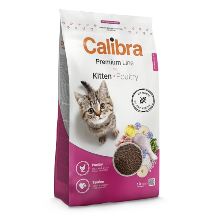 Hrana uscata pentru pisici Calibra Premium Line Kitten, Pasare 10kg