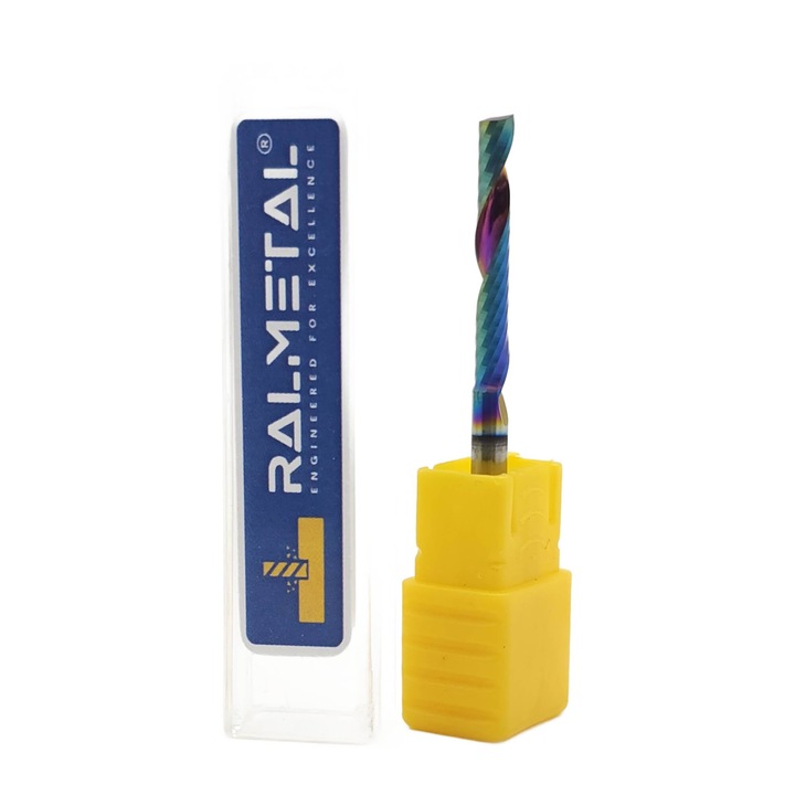 Frez VHM 1, Ralmetal, 3,175x22x45mm, 55 HRC, DLC, pentru PVC, plexi, lemn