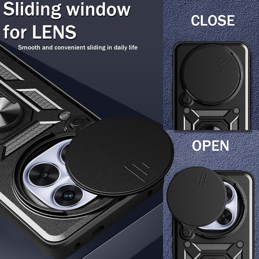 Husa pentru Xiaomi Redmi Note 14 Pro+ Plus Ring Armor Kickstand Tough Rugged Cover cu protectie camera Negru