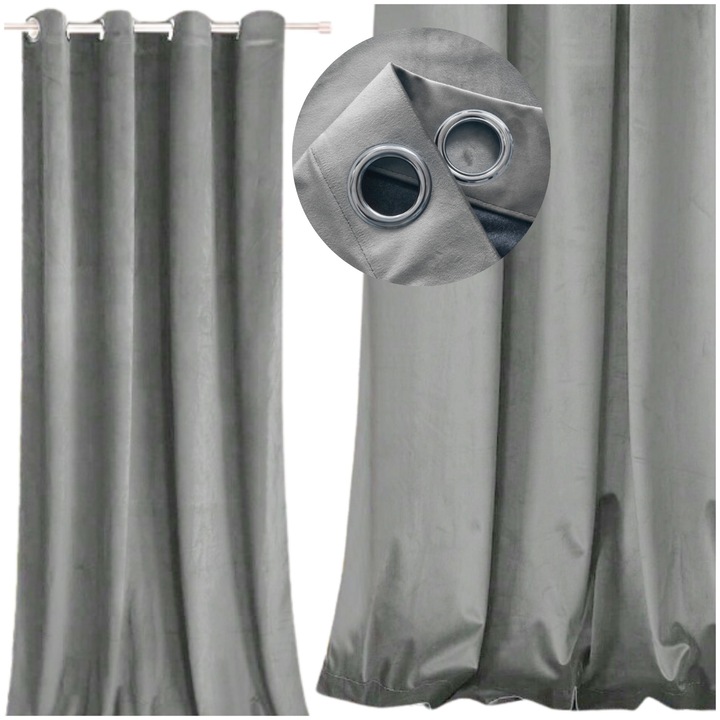 Velúr függöny, Zolta, Bársony, 250 x 140 cm, Szürke