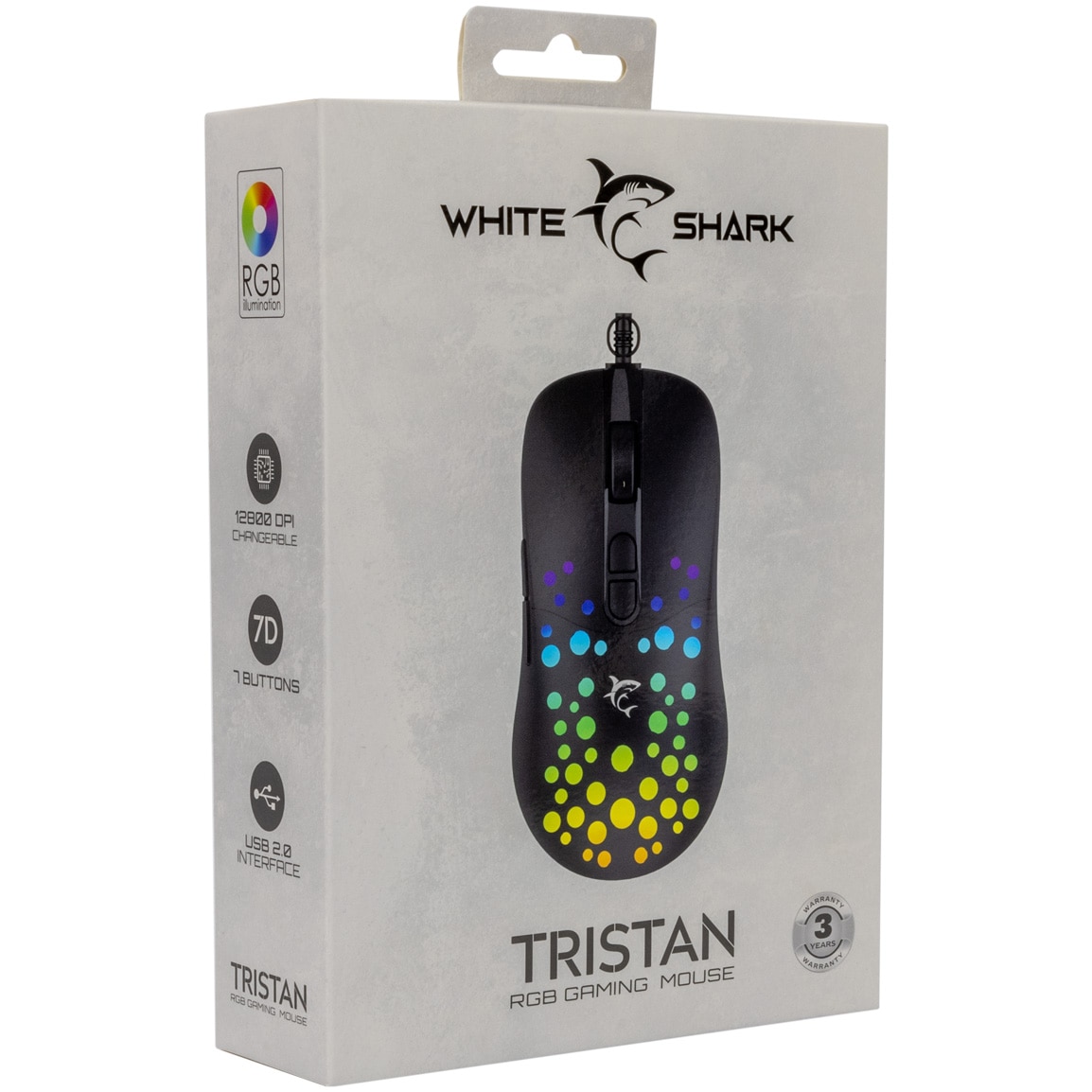 Mouse Gaming cu fir White Shark TRISTAN v2, 12.800 DPI, 1.000Hz, 66IPS ...