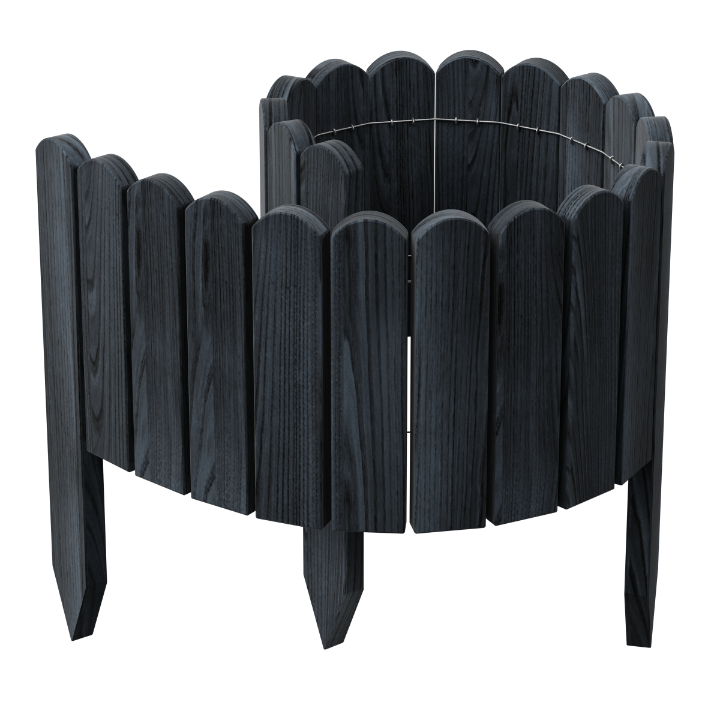 Bordura pentru gradina din lemn flexibila, be4nature, 100 x 40 cm, gri, din lemn de pin, impregnata, decorativa