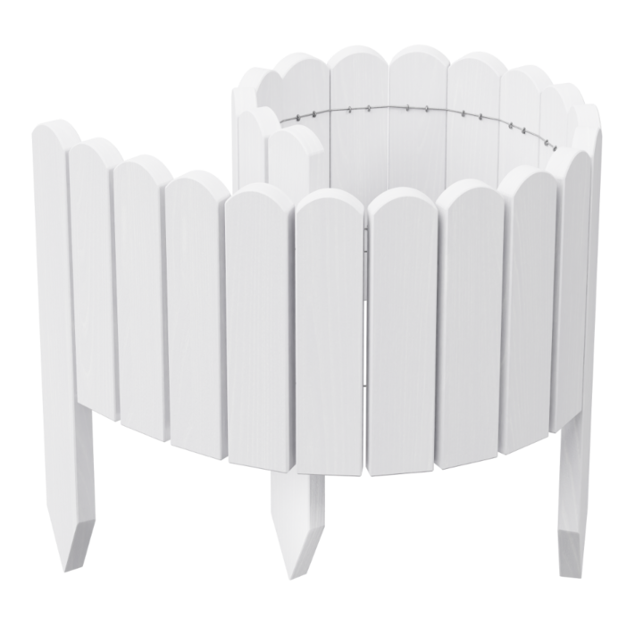 Bordura pentru gradina din lemn flexibila, be4nature, 100 x 40 cm, alb alpin, din lemn de pin, impregnata, decorativa