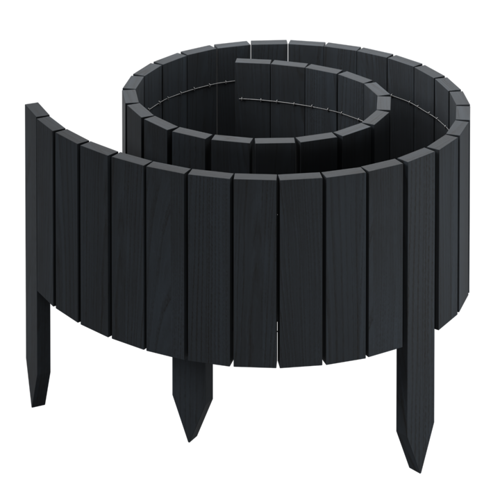 Gard din lemn Rollborder, be4nature, 200x10cm, antracit, pentru gradina