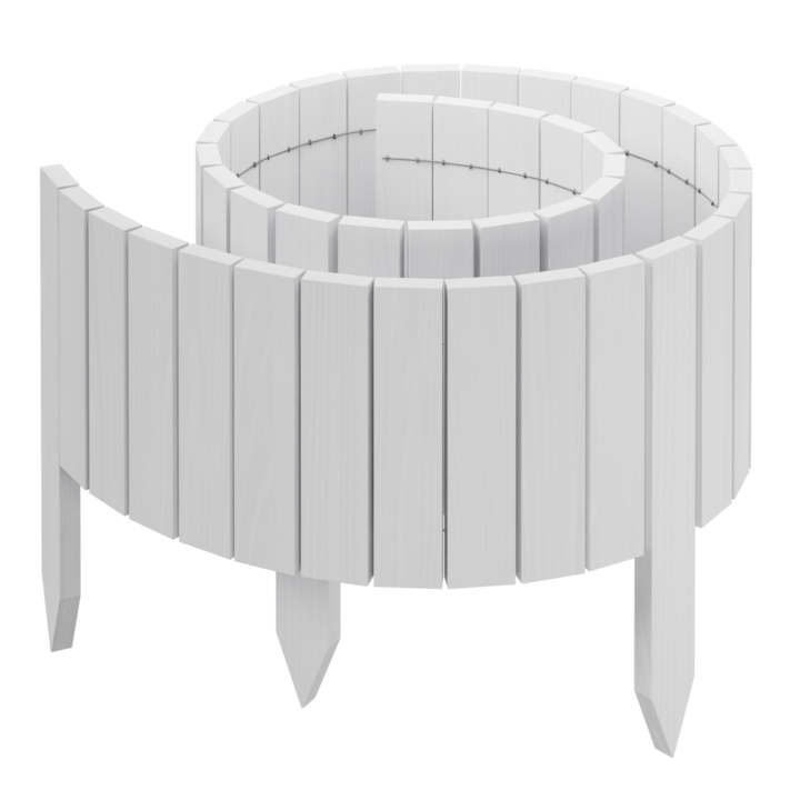 Gard din lemn Rollborder be4nature, 200x20cm, alb