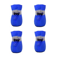 Pantofi pentru caini, set de 4, protectie pentru labe, anti-alunecare, albastru, S