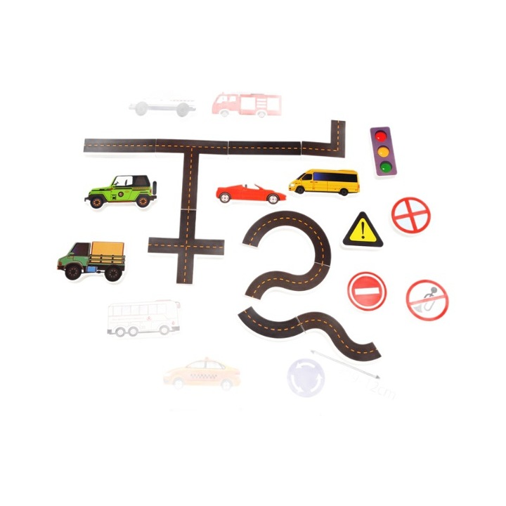 Babafürdős játékkészlet, 23 részes, járműmatricák, EVA hab, többszínű, 6-9 hónap