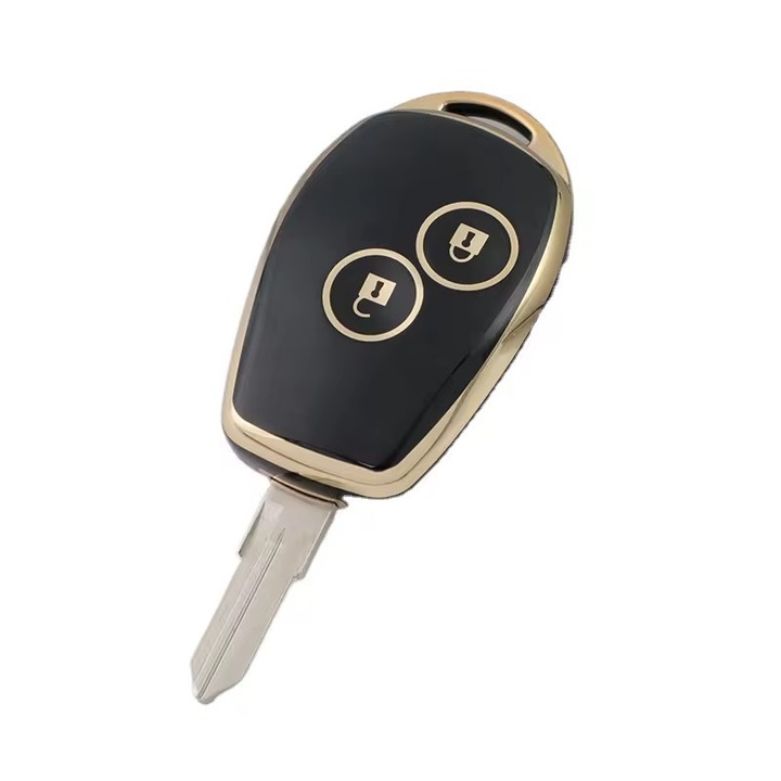Autókulcs védőtok 2 gombos autókulcsokhoz Dacia Duster Logan Sandero Renault Trafic Clio Master Kangoo Modus Twingo Vauxhall Vivaro B Movano Black & Gold