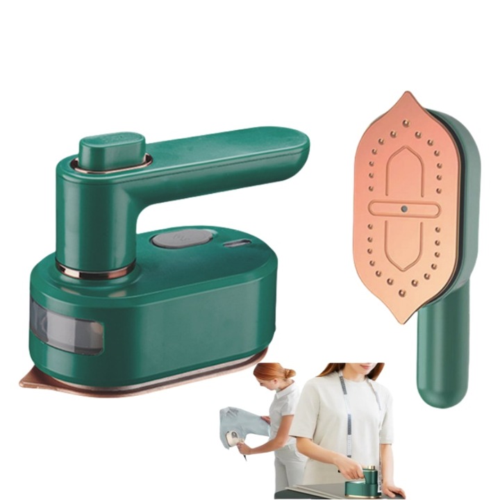 Fier de calcat cu abur de calatorie pentru haine, RorAem, cu Fier de Calcat Portabil, 6 Moduri Inteligente, rezervor de apa, portabila, poate fi rotita la 360 de grade, verde, cu aburi portabil 15S cu incalzire rapida la abur, design compact