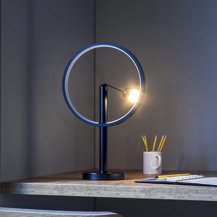 Lampa LED DesignNest, Enso, cu levitatie magnetica, aprindere Soft Touch, luminare 360°, incarcare prin USB-C, lumina calda 3000K, design minimalist, negru