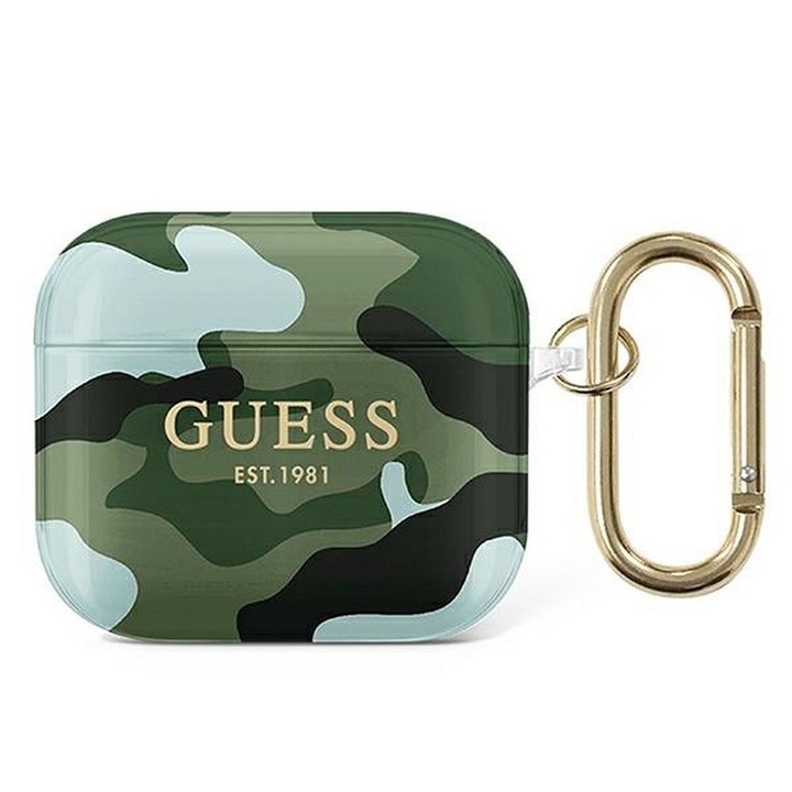 Защитен калъф Guess за Apple AirPods 3, GUA3UCAMA, Camo Collection, Khaki