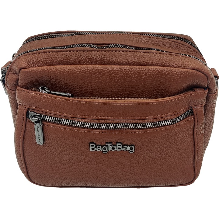 Geanta de crossbody si de umar dama, piele ecologica, cu 2 compartimente principale si curea detasabila