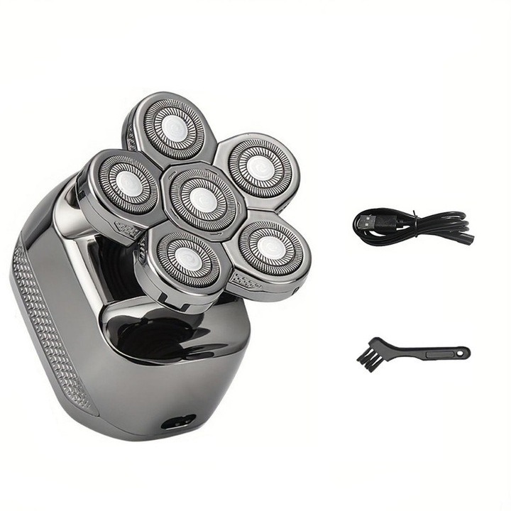 Aparat de ras electric, vsmooth, 6 lame, utilizare umeda si uscata, incarcare USB, finisaj cromat