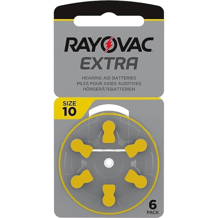 Baterii pentru aparate auditive Rayovac, A10, Baterii pentru aparate auditive de lunga durata, fara mercur, zinc-aer - 1, 45 V