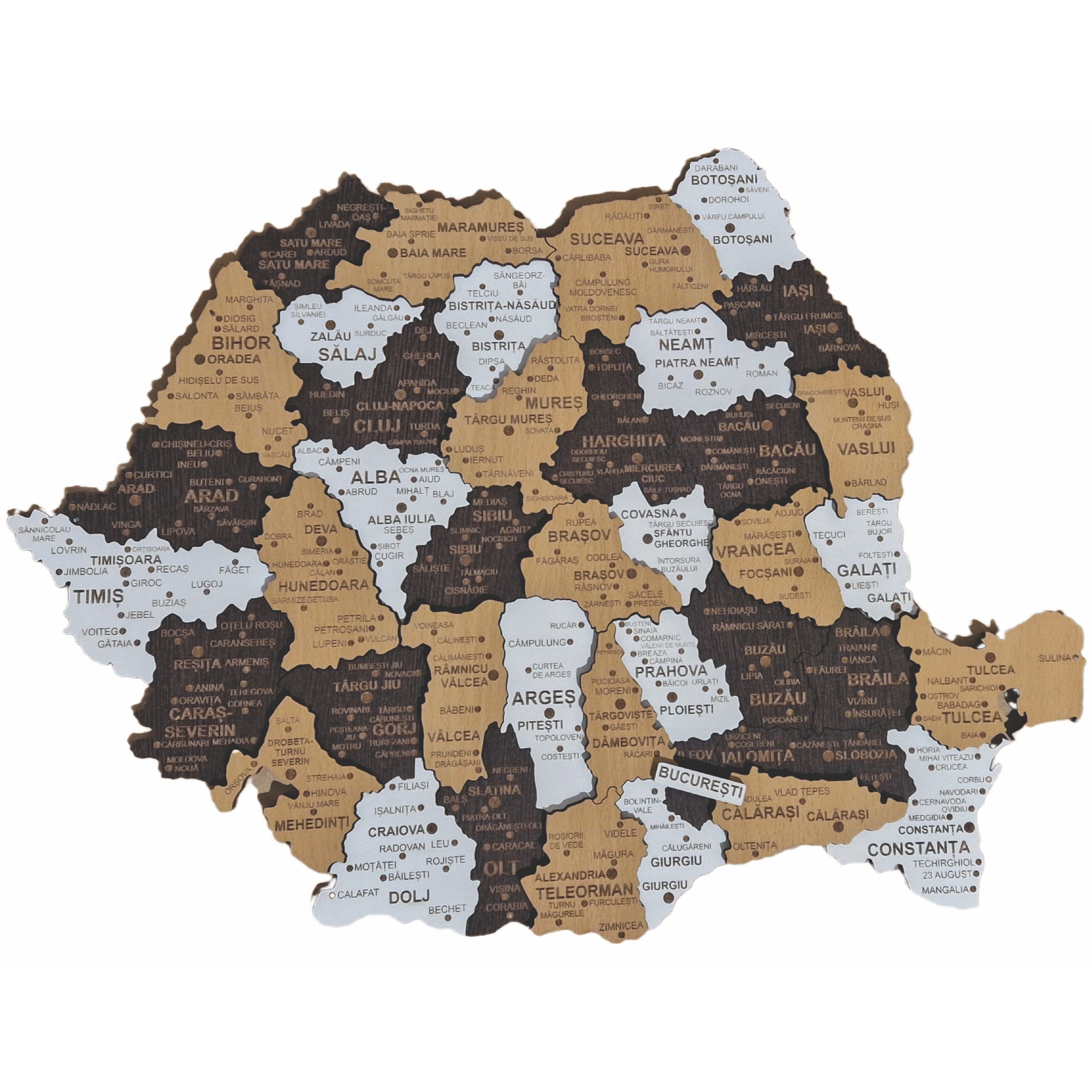 Puzzle harta Europei, lemn, 45 piese, marime 42 cm x 30 cm - eMAG.ro