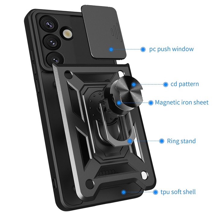 Samsung Galaxy S25 tok - Techsuit CamShield sorozat - fekete