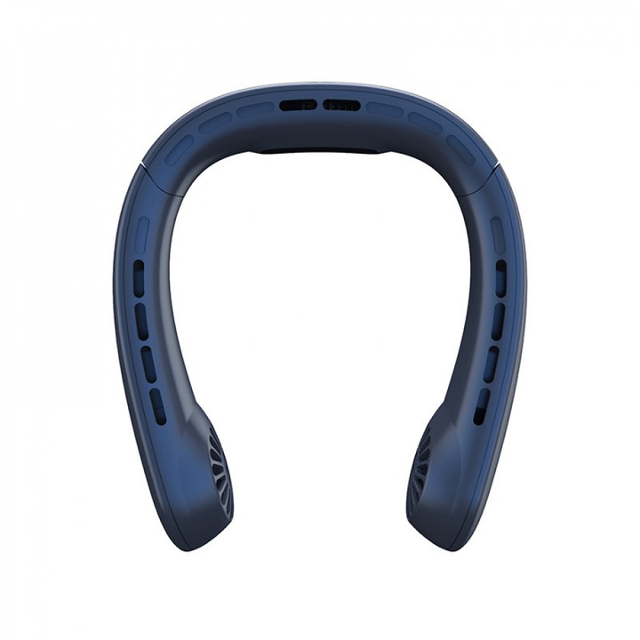 ASDIIT портативен вентилатор за врата, мини личен вентилатор, технология без перки, син, 3 скорости