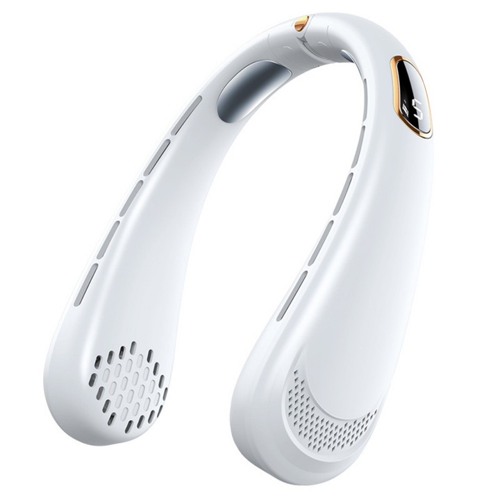 Ventilator portabil RUIOMII®, cu chip de racire, 5 viteze, alb