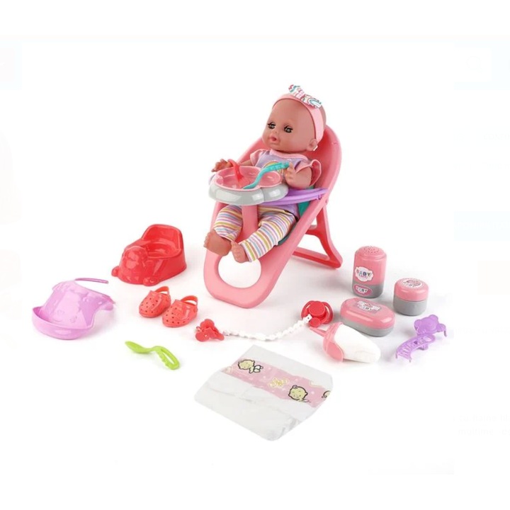 Комплект столче за хранене със звуци и аксесоари Baby Doll