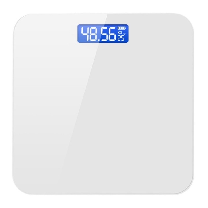 Кантар Ronyes, цифров, LCD дисплей, максимално тегло 180KG, презареждаема, бяла
