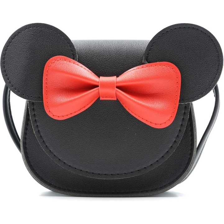 Geanta pentru fetite, Ronyes, cu fundita, negru, 13x5x14cm