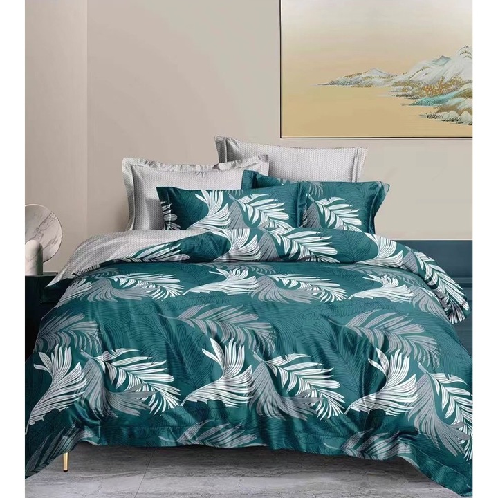 Комплект спално бельо за фино двойно легло, с 4 калъфки за възглавници, Evia Home, Palm