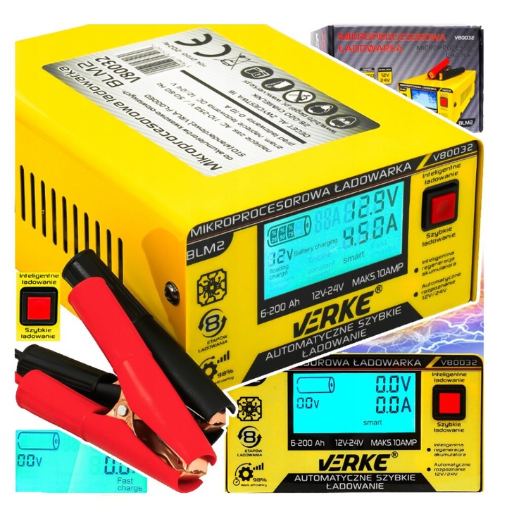 Redresor auto cu microprocesor, baterie 12/24 V, 6 - 200Ah, Verke