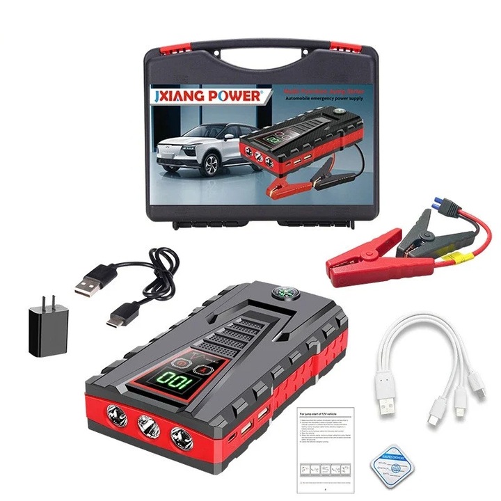 Pornire auto, Capacitate 99800mAh, 2 Sloturi USB, Portabil si Puternic