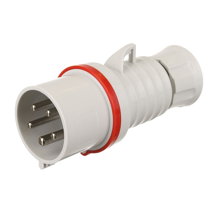 Stecher schuko Gewiss, iesire spate, plastic, 3P+N, IP44, rosu