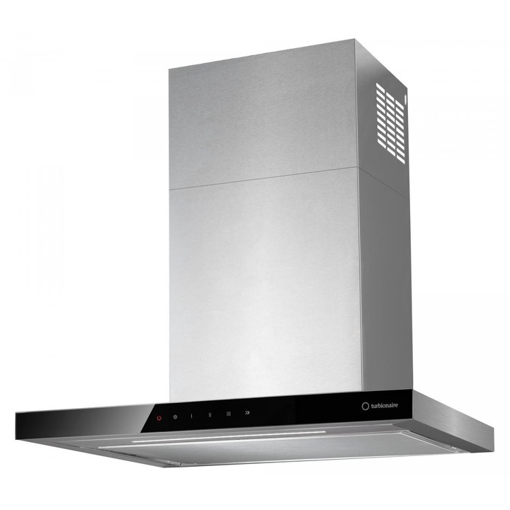 Hota de perete Turbionaire Elyn 60 TEY60W, Motor Brushless 800 mc/h, Clasa A++, Inox, Iluminat LED ajustabil, Control touch, 3 viteze +Boost si Super Boost, Aspiratie perimetrala, 60 cm, inox