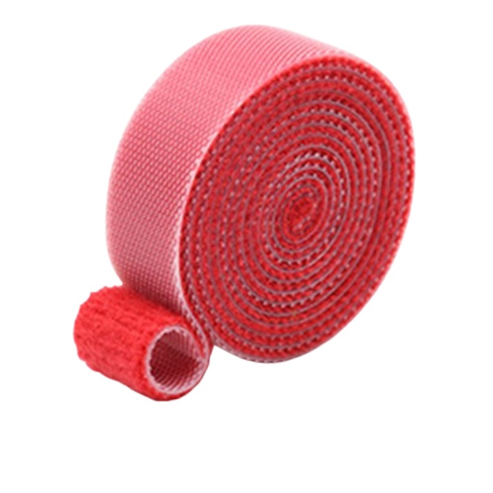 Залепваща лента с велкро, 10 мм х 500 см, червена