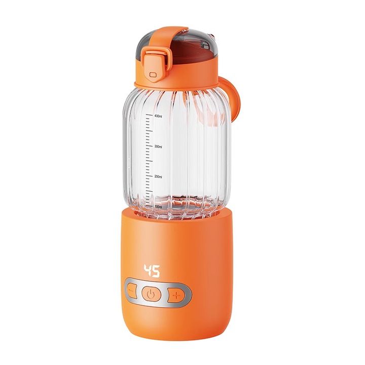 Incalzitor de sticle, capacitate mare 400ml, control temperatura 37-55 ℃, 8 ore temperatura constanta inteligenta, detasabil si lavabil, 15000mah, culoare portocalie