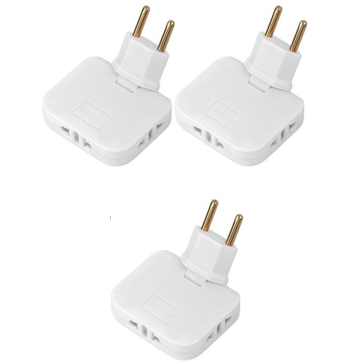 Set 3 piese, adaptor, priza tripla, alb, dimensiune compacta