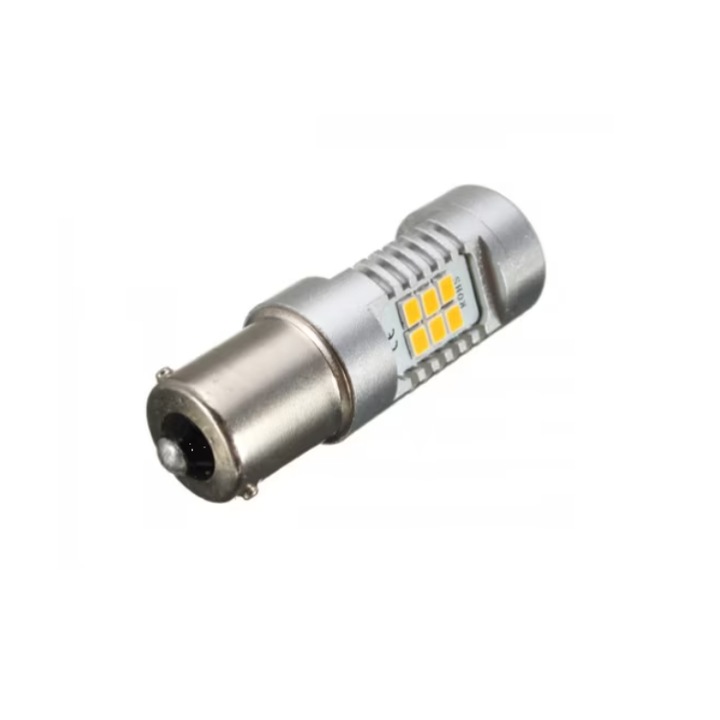 Set 2 becuri auto LED cu lupa 1156/BA15S P21W, cu 21 de LED-uri, Alb rece, 6000K, INELAG