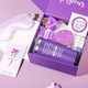 Set cadou spa, AjieQaQ, colectie lavanda, cana termoizolanta, sare de baie, lumanare parfumata, pentru femei, cadou aniversare, Craciun, zi de nastere, relaxare acasa, terapiie aromaterapie, ambalaj premium, atentie personalizata, violet