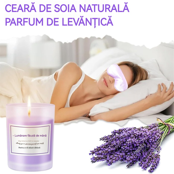 Set cadou spa, AjieQaQ, colectie lavanda, cana termoizolanta, sare de baie, lumanare parfumata, pentru femei, cadou aniversare, Craciun, zi de nastere, relaxare acasa, terapiie aromaterapie, ambalaj premium, atentie personalizata, violet