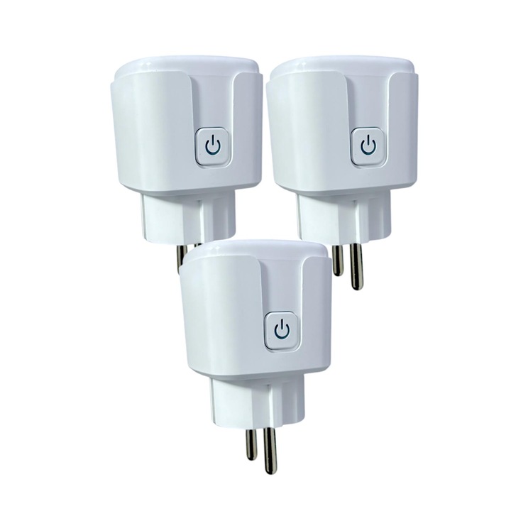 Set 3 buc priza inteligenta 16A, monitorizare consum energie si programare prin aplicatia Tuya - Smartlife, compatibila Alexa si Google Assistant, AVI-4486