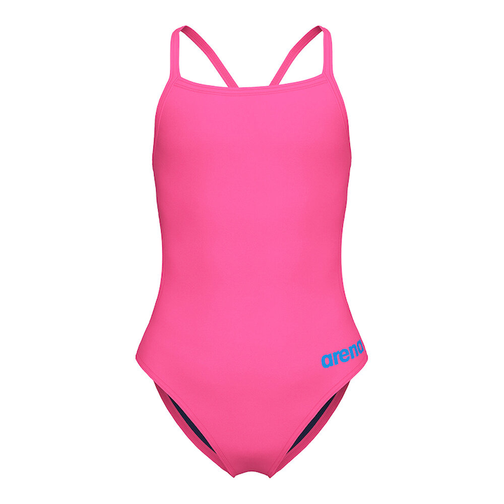 Детски бански за момичета Arena Team Challenge Solid Swimsuit, розов/син, 8-9